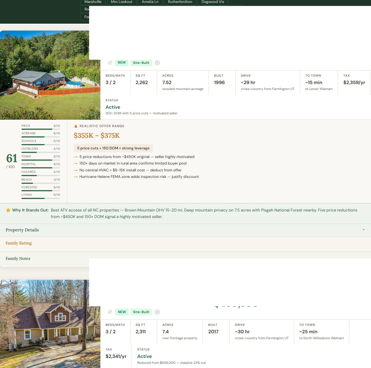 Property Comparison Dashboard screenshot